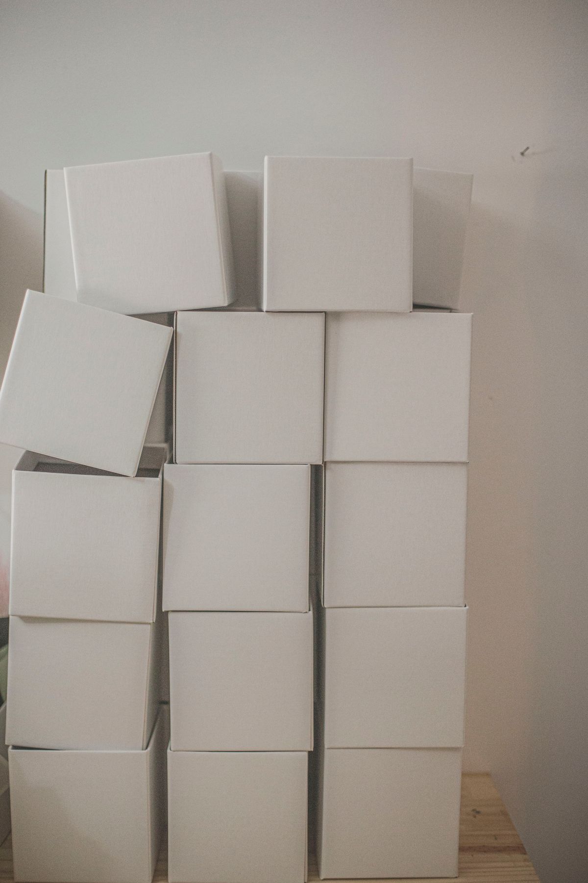 A grid of white boxes, one knocked out of alignment
